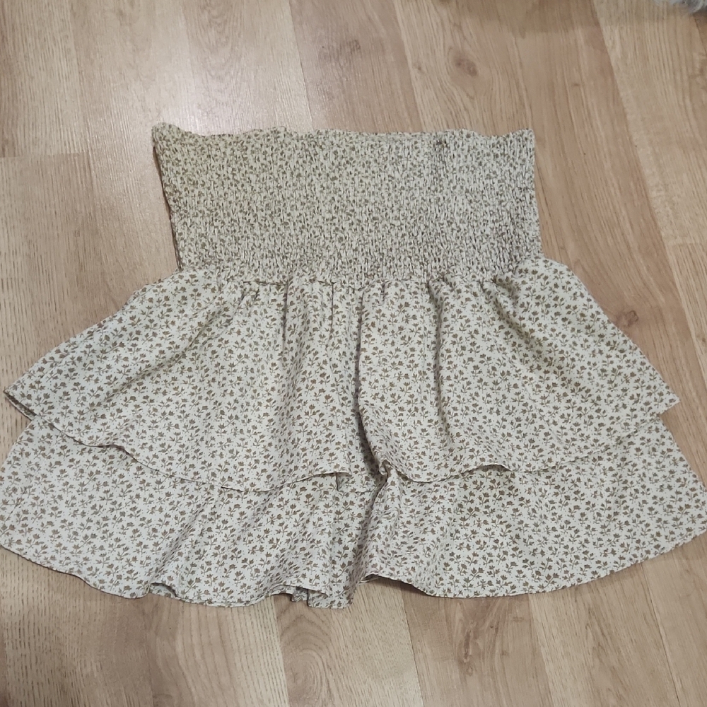 Chocolate Cream Floral Mini Skirt